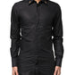 Dolce & Gabbana Black GOLD Cross Embellished Men Dress Shirt