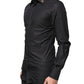 Dolce & Gabbana Black GOLD Cross Embellished Men Dress Shirt