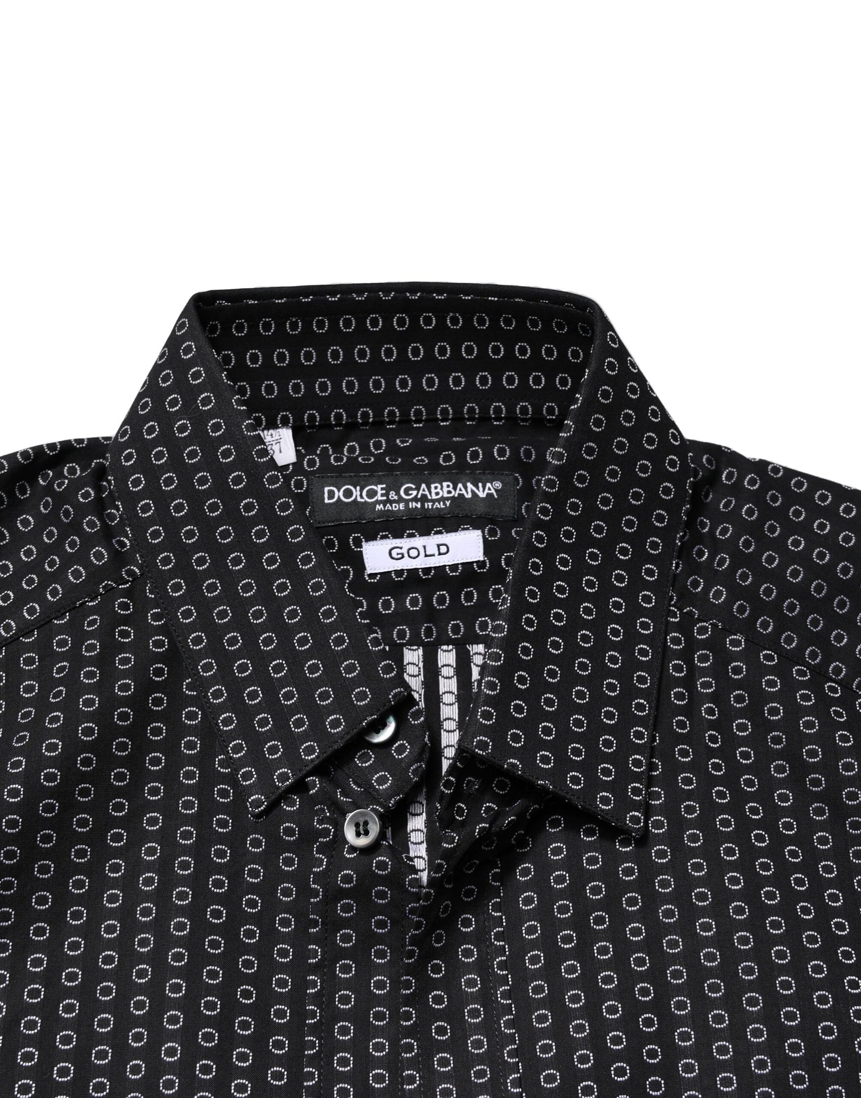 Dolce & Gabbana Black GOLD Patterned Cotton Men Dress Shirt