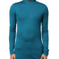 Dolce & Gabbana Blue Cotton Turtleneck Long Sleeves Sweater