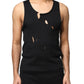 Dolce & Gabbana Black Cotton Rip Style Sleeveless Men Tank T-shirt