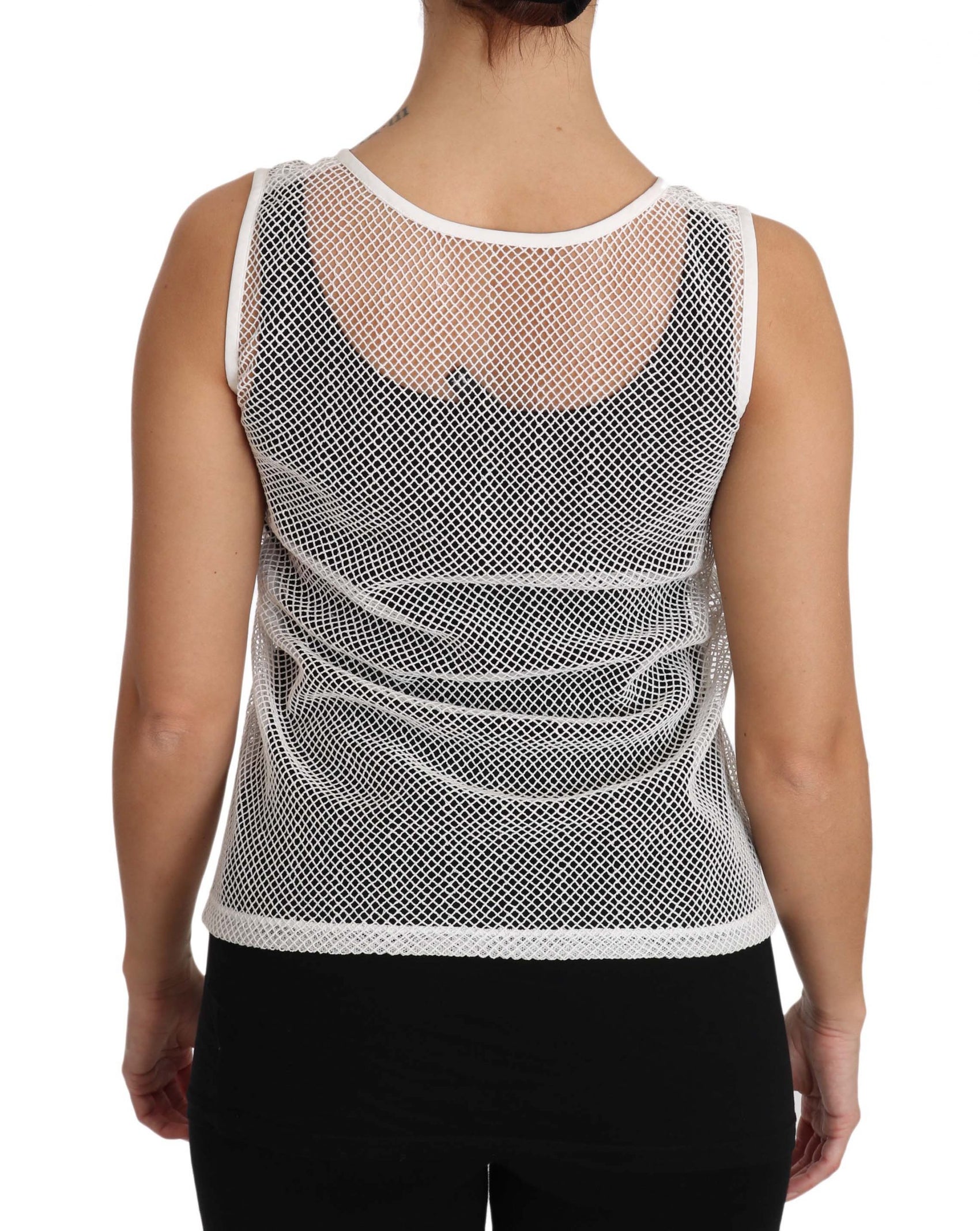 Elegantes, weißes, transparentes, ärmelloses Top