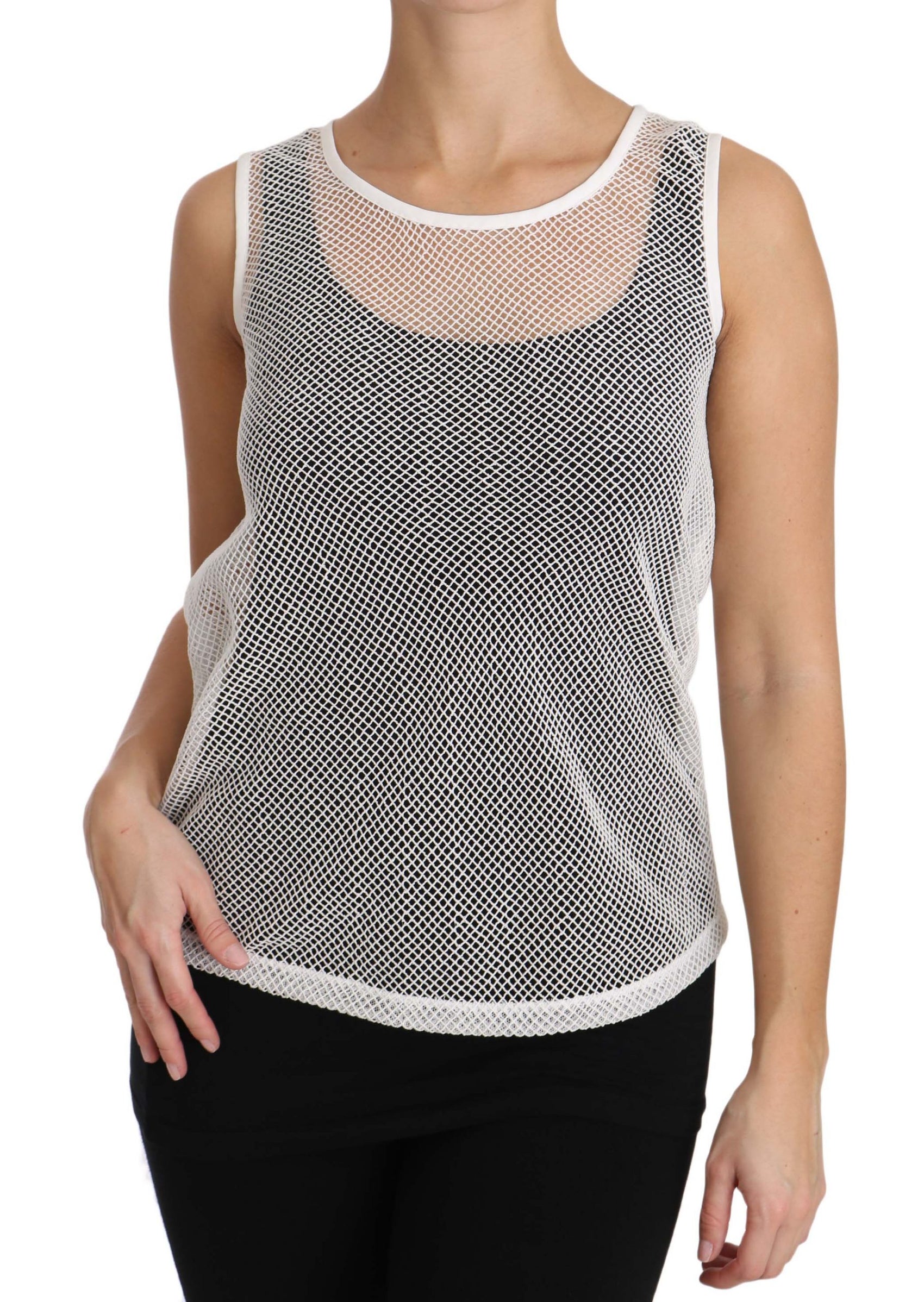 Elegantes, weißes, transparentes, ärmelloses Top