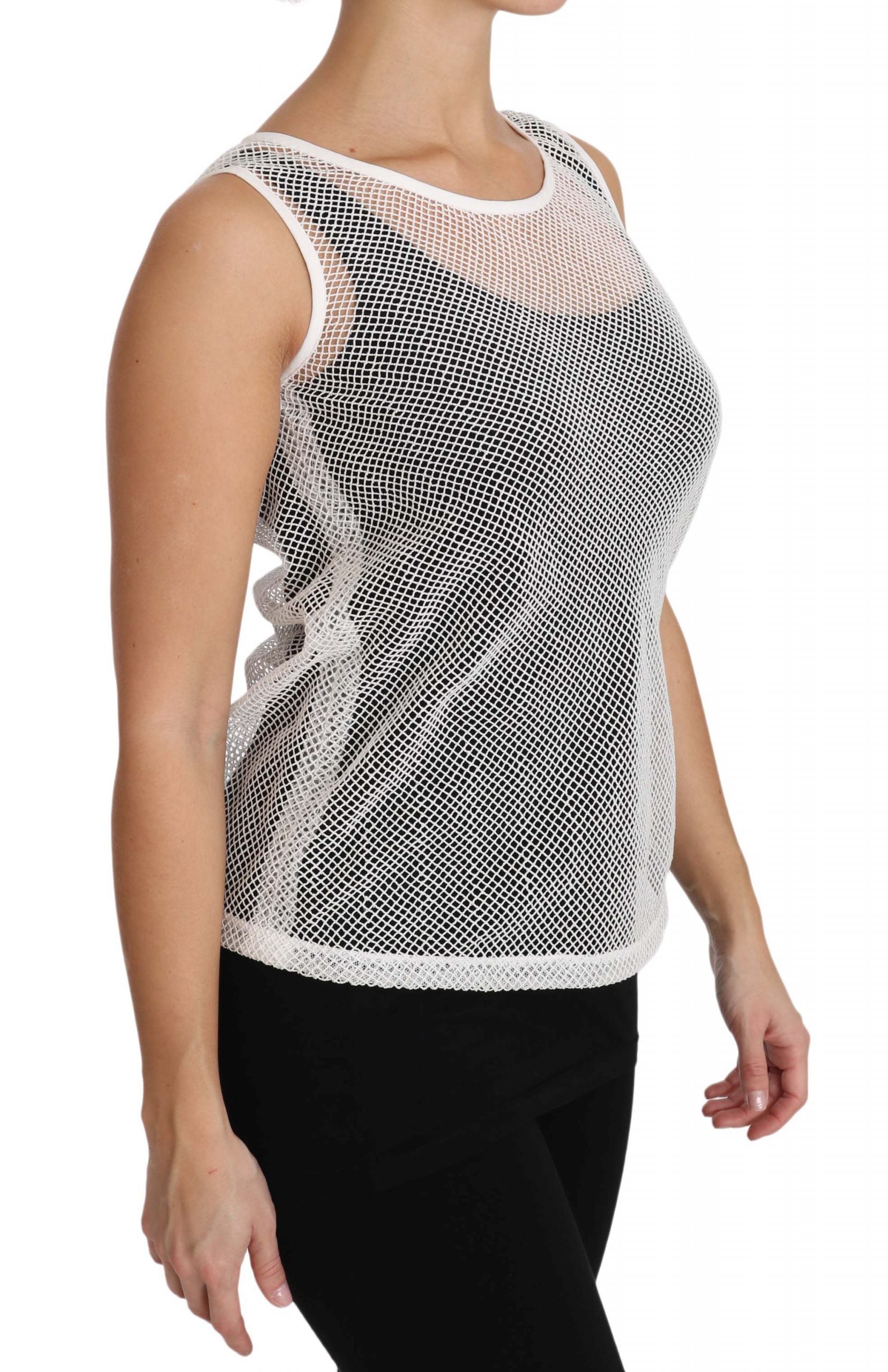 Elegantes, weißes, transparentes, ärmelloses Top