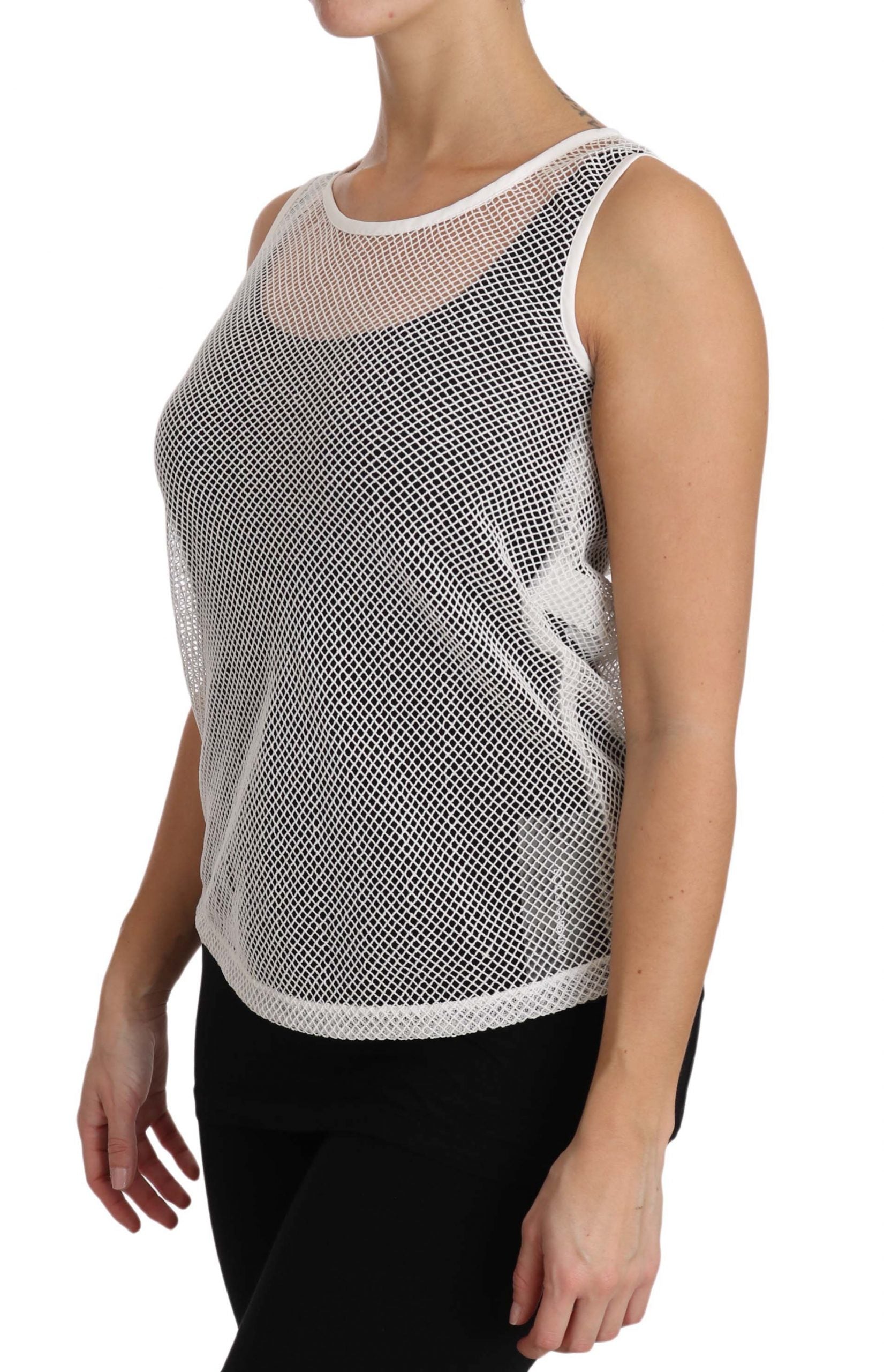 Elegantes, weißes, transparentes, ärmelloses Top