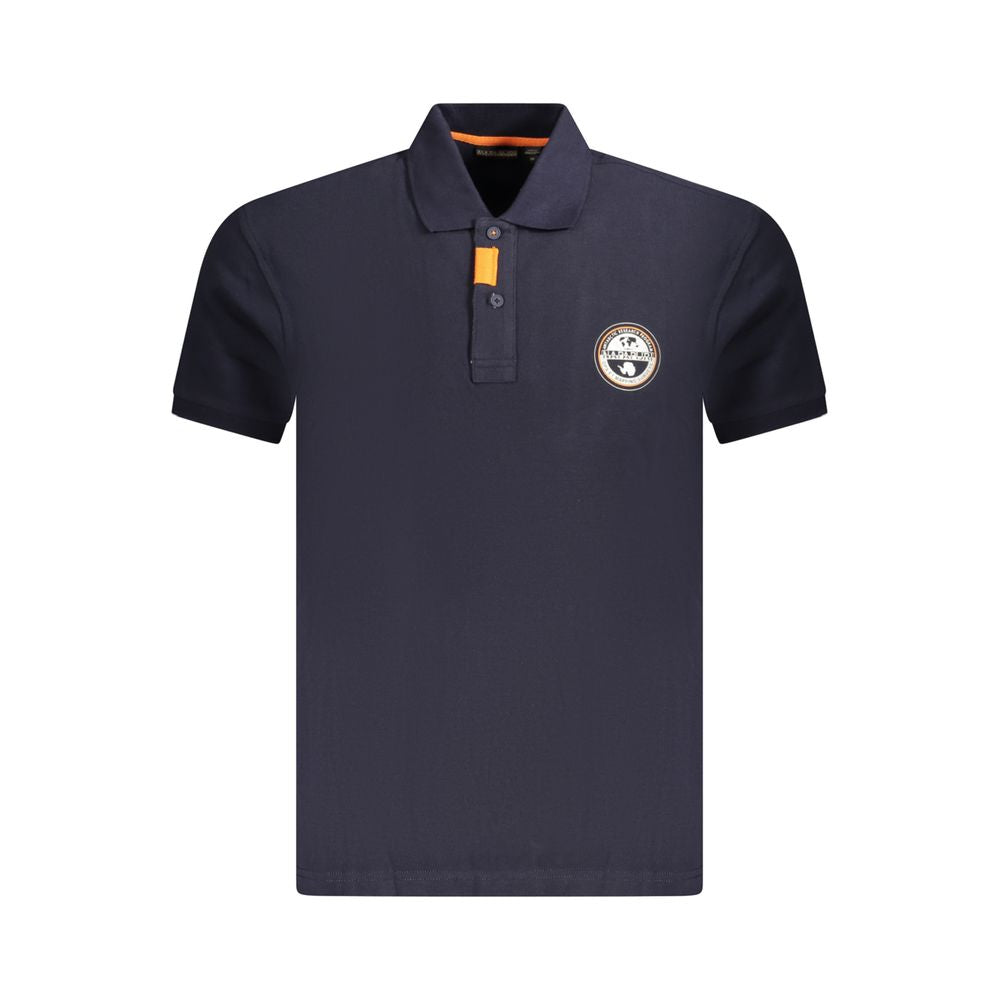 Blue Cotton Men Polo Shirt