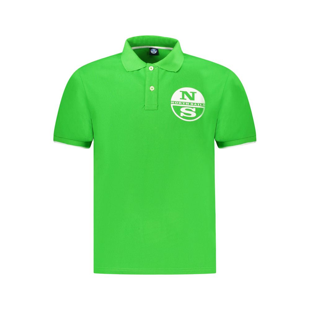 Green Cotton Men Polo Shirt