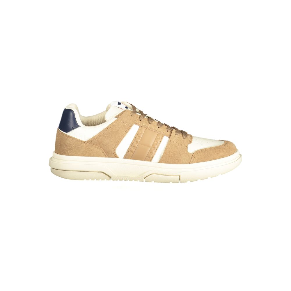 Sneaker da uomo in pelle beige