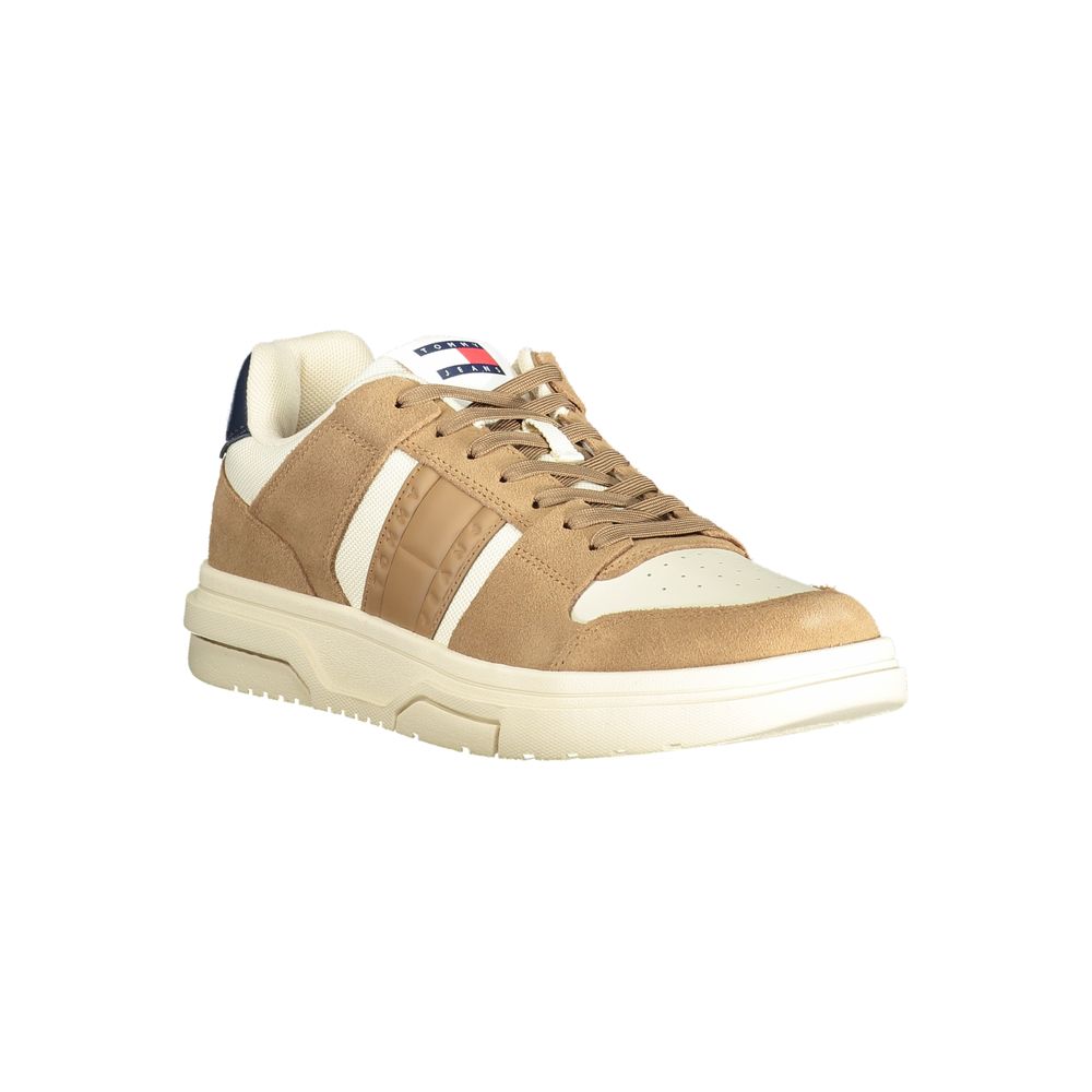 Sneaker da uomo in pelle beige