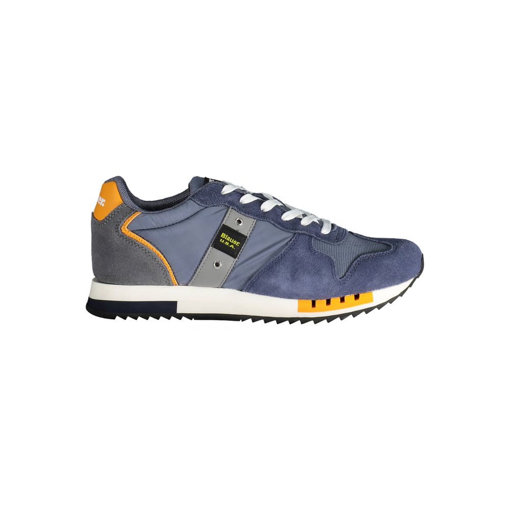 Sneaker da uomo in pelle blu