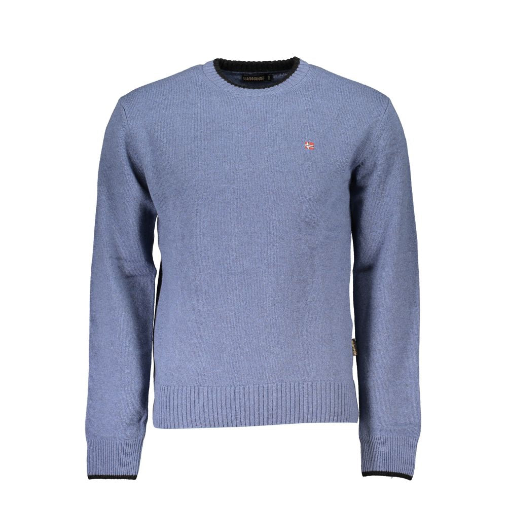 Blauer Stoff Herrenpullover