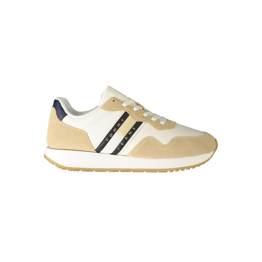 Sneaker da uomo in pelle beige