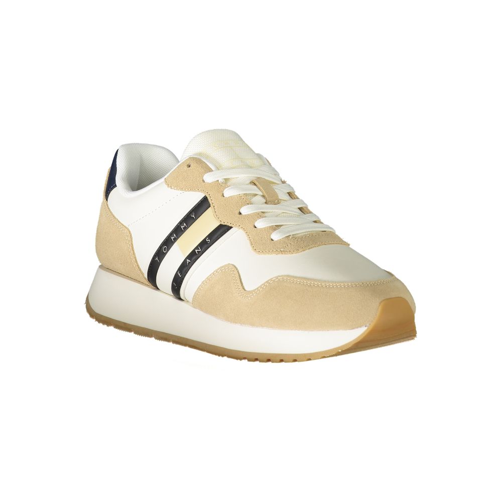 Sneaker da uomo in pelle beige