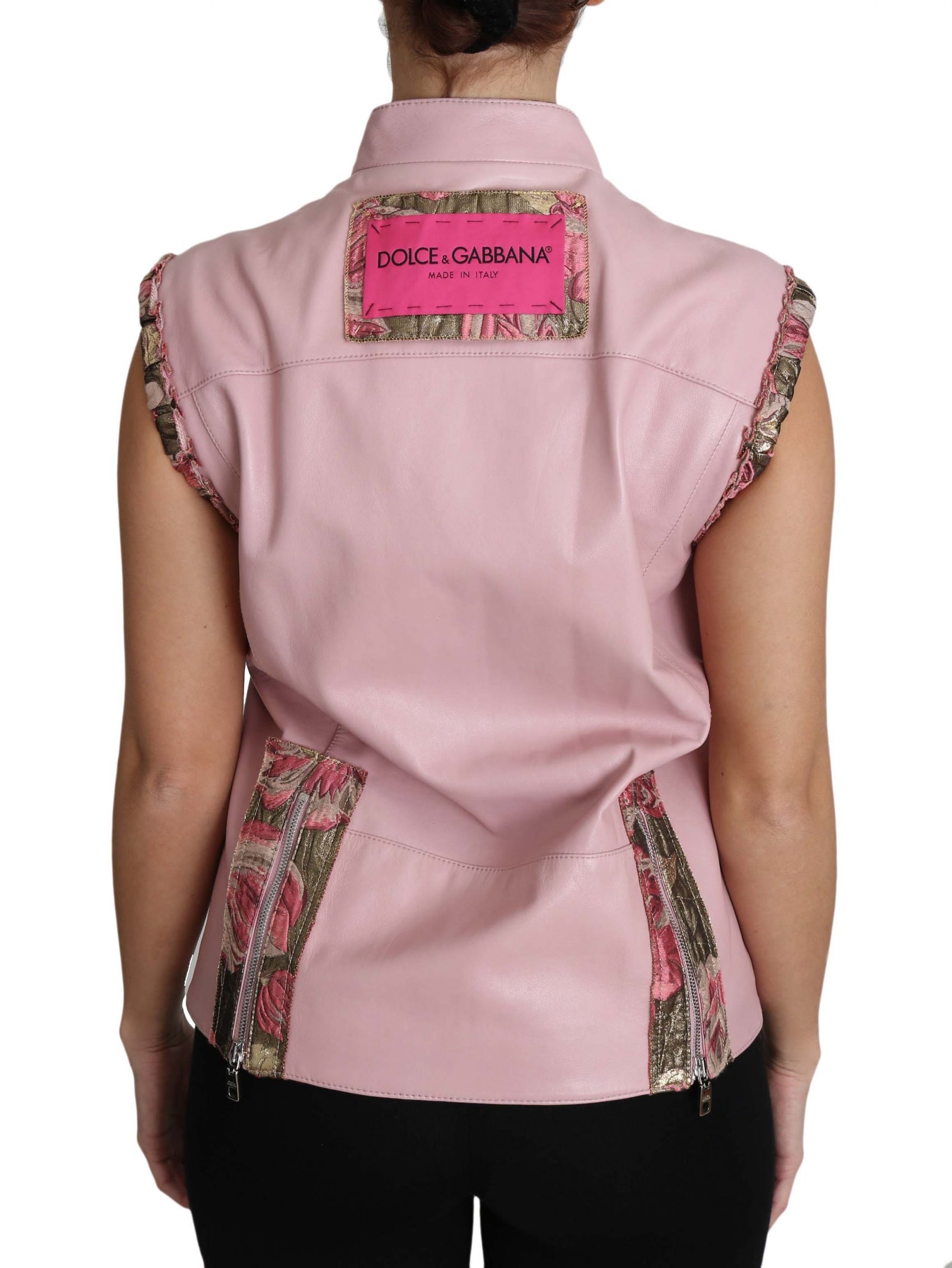 Meraviglioso gilet in pelle rosa senza maniche