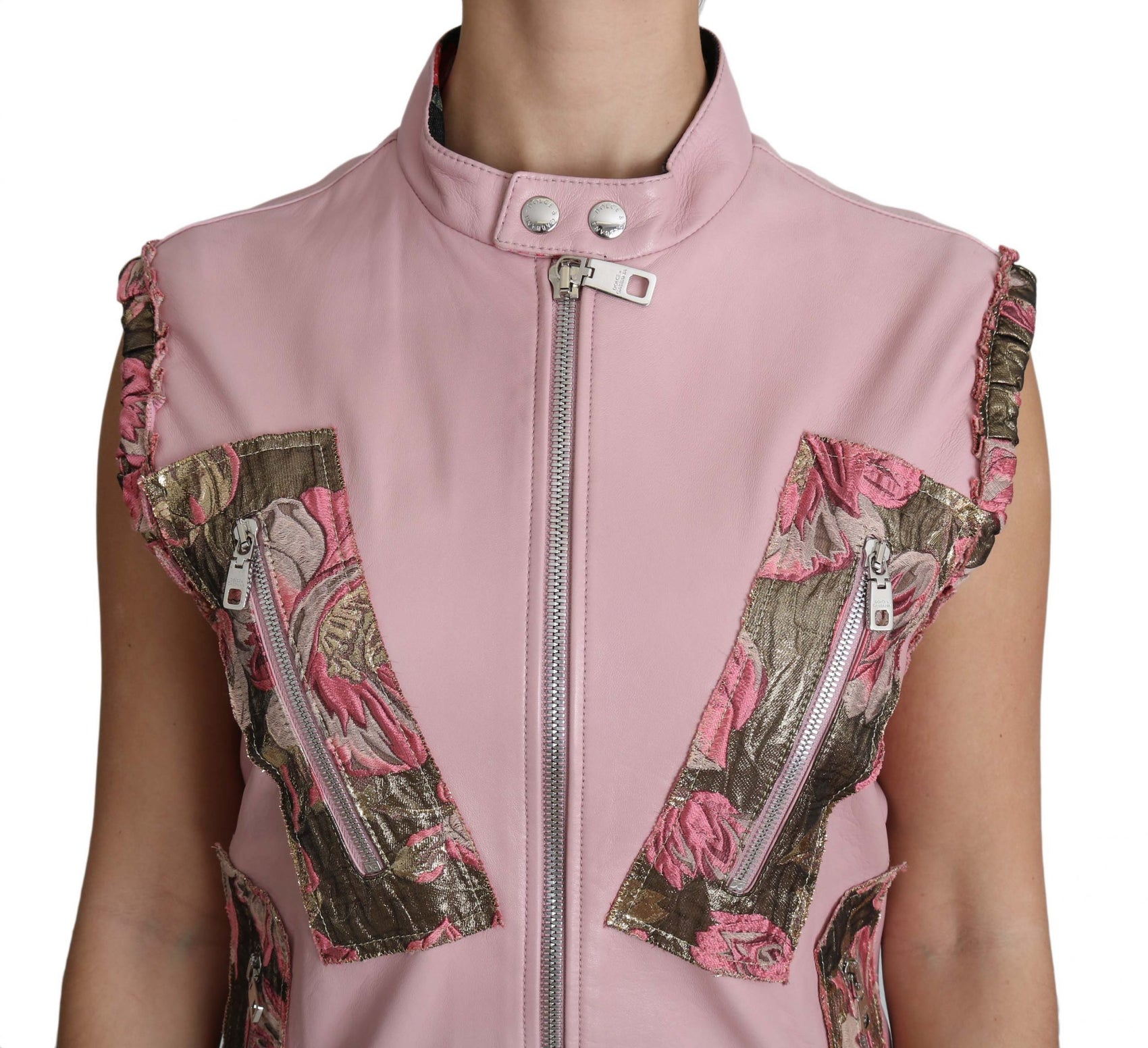 Meraviglioso gilet in pelle rosa senza maniche