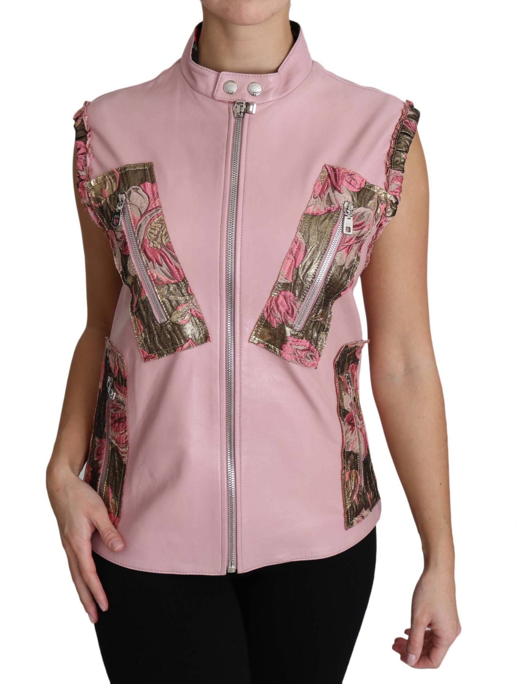 Meraviglioso gilet in pelle rosa senza maniche