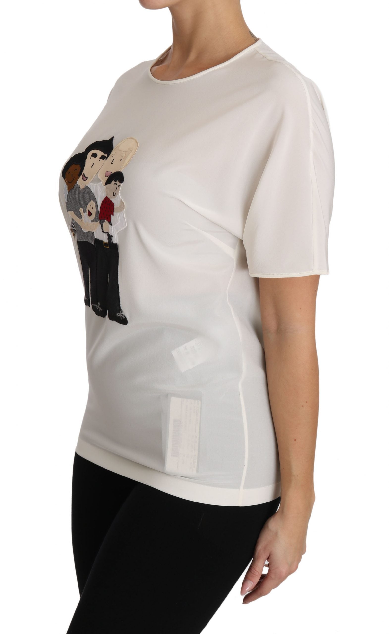 Elegante Seidenbluse mit Rundhalsausschnitt und Applikation