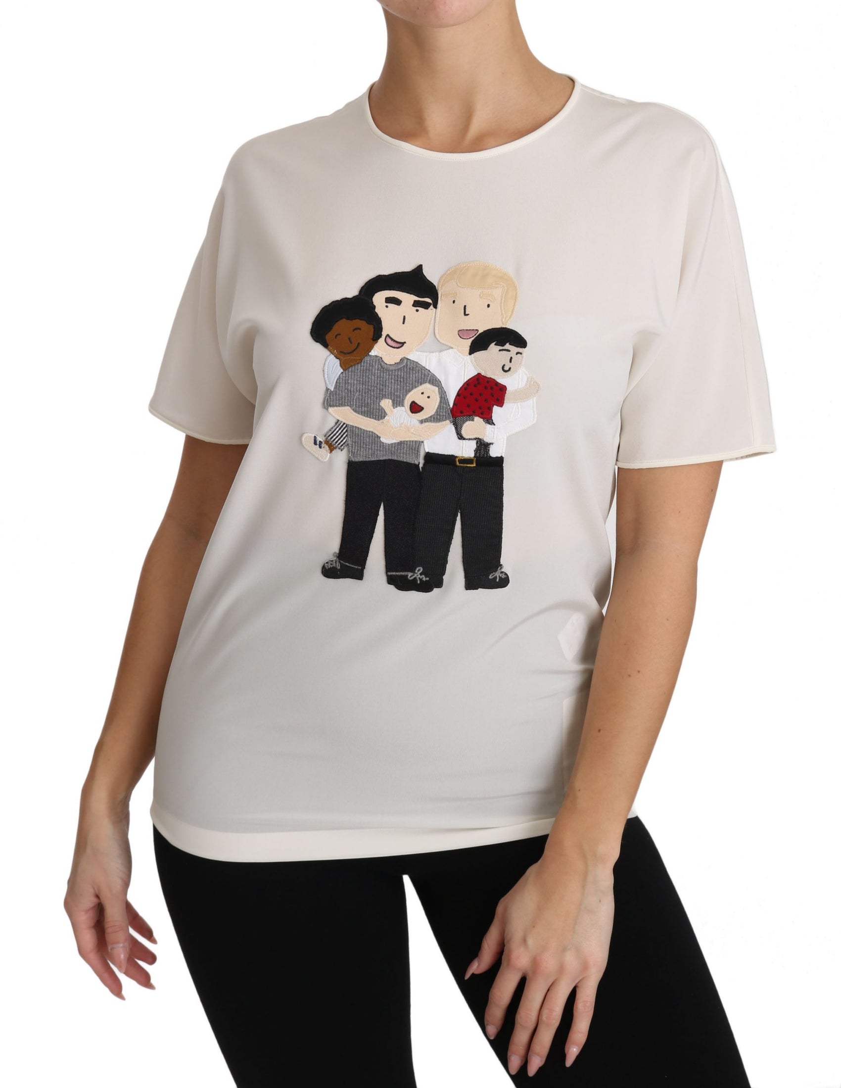 Elegante Seidenbluse mit Rundhalsausschnitt und Applikation