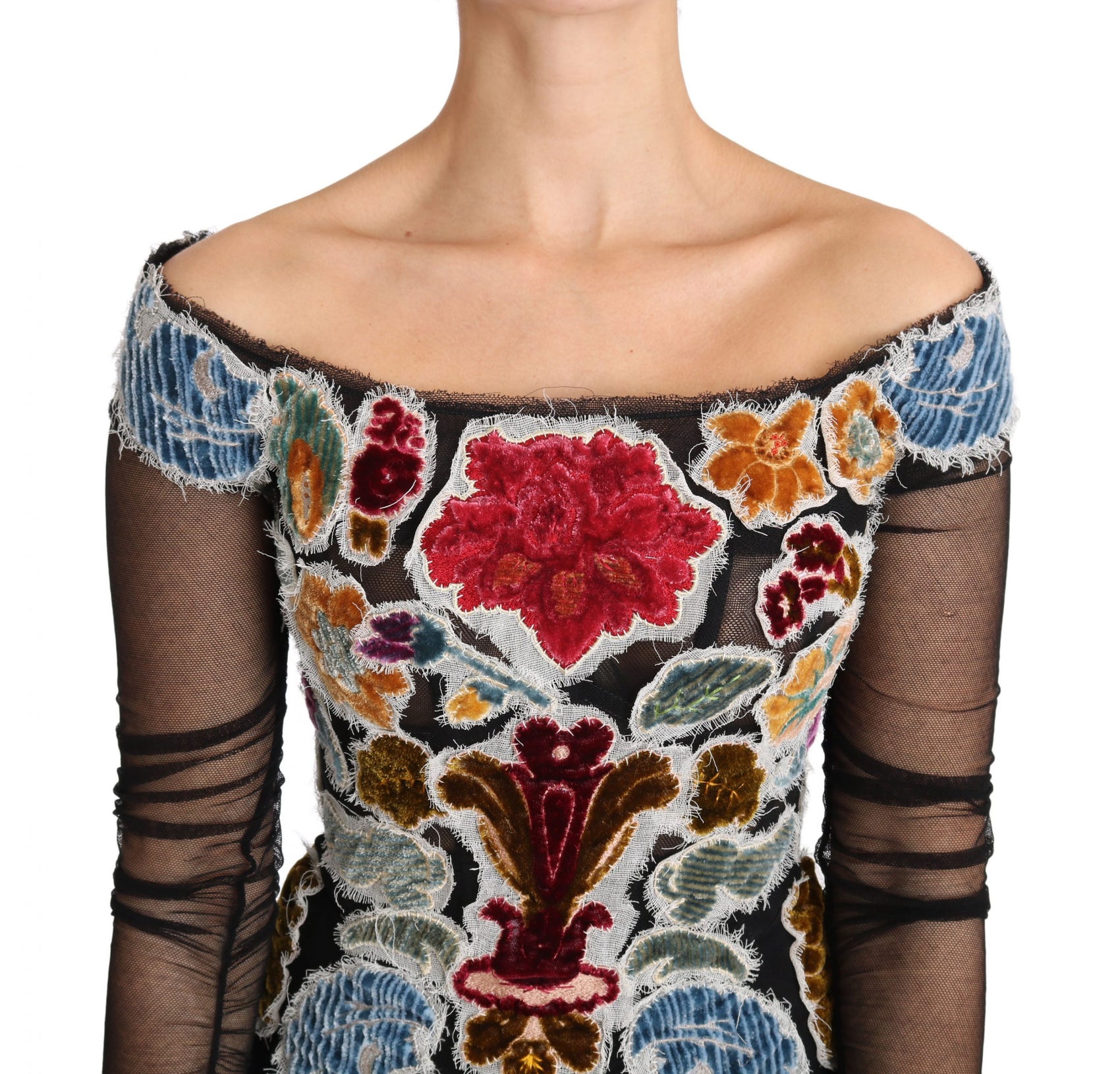 Elegantes Langarm-Top mit Blumenapplikation
