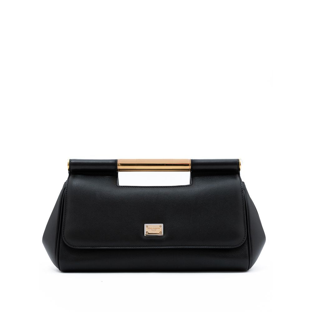 Schwarze Lederhandtasche