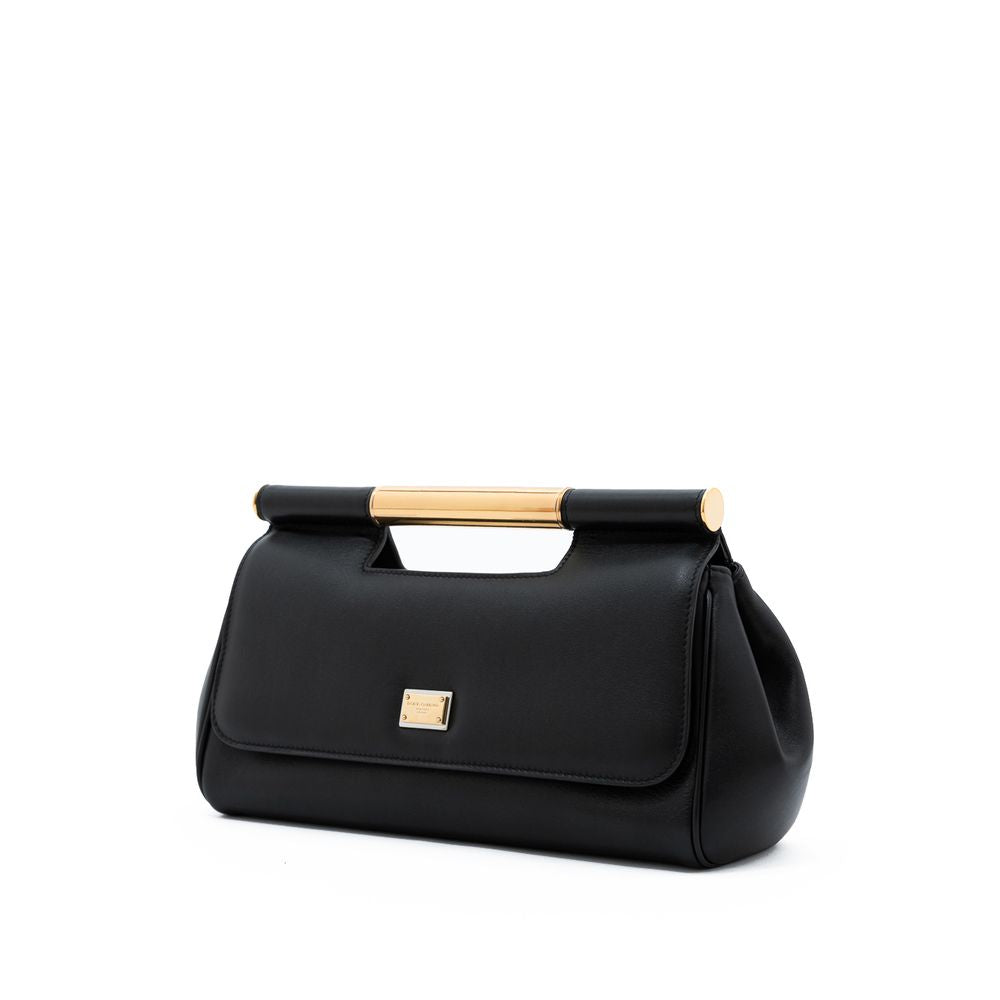 Schwarze Lederhandtasche
