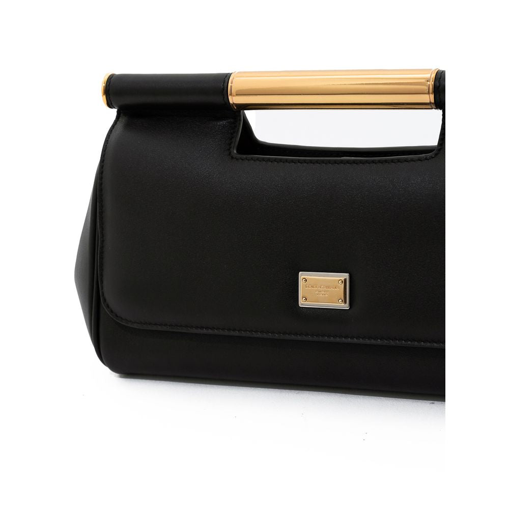 Schwarze Lederhandtasche