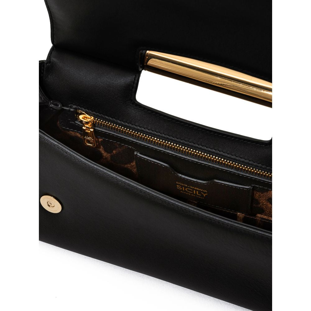 Schwarze Lederhandtasche