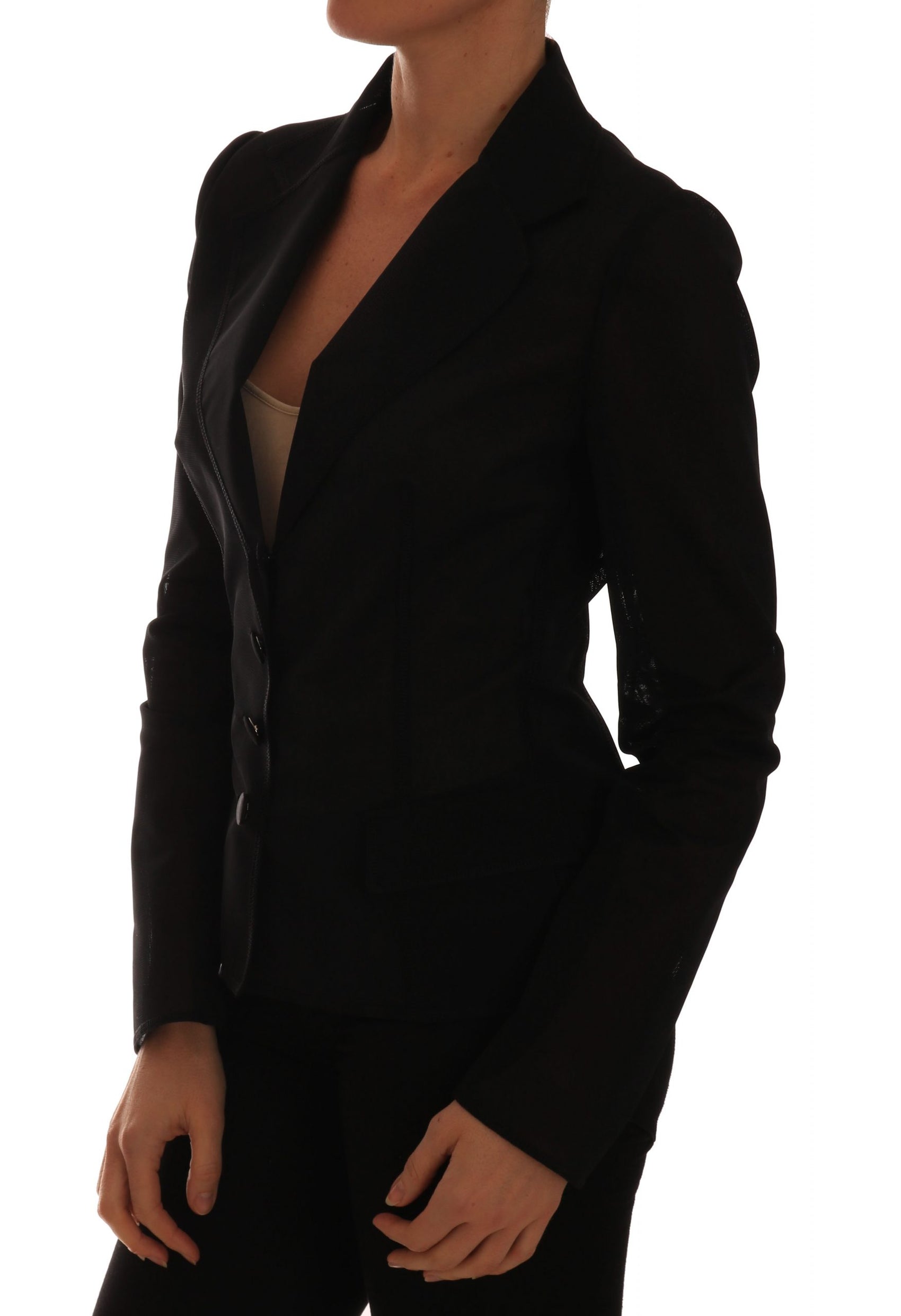 Blazer in nylon verde scuro semitrasparente