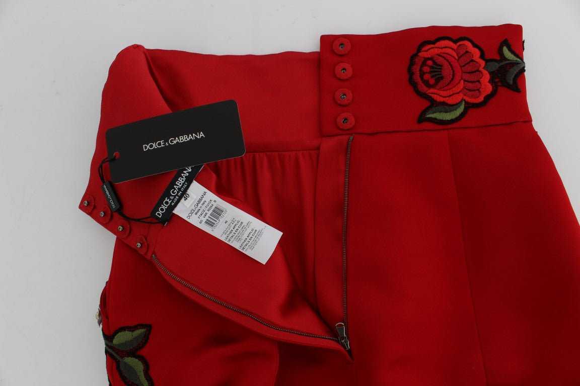 Elegante Shorts aus Seide mit hoher Taille und Stickerei