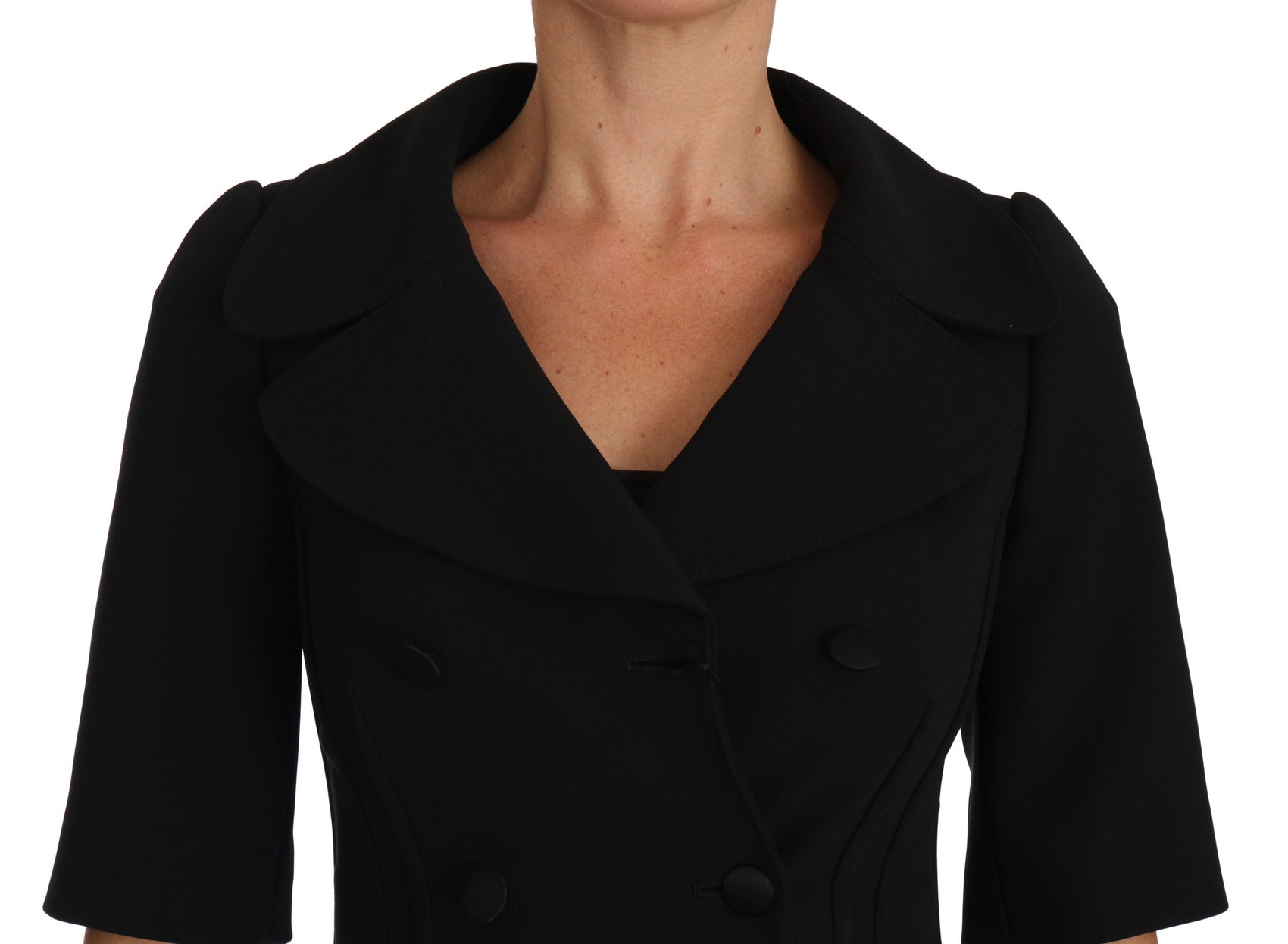 Elegante blazer corto in lana nera