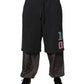 Dark Gray Cotton Layered Straight Sweatpants Pants