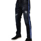 Dolce & Gabbana Dark Blue Cotton Tattered Skinny Denim Jeans