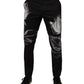 Dolce & Gabbana Black Cotton Floral Skinny Dress Pants