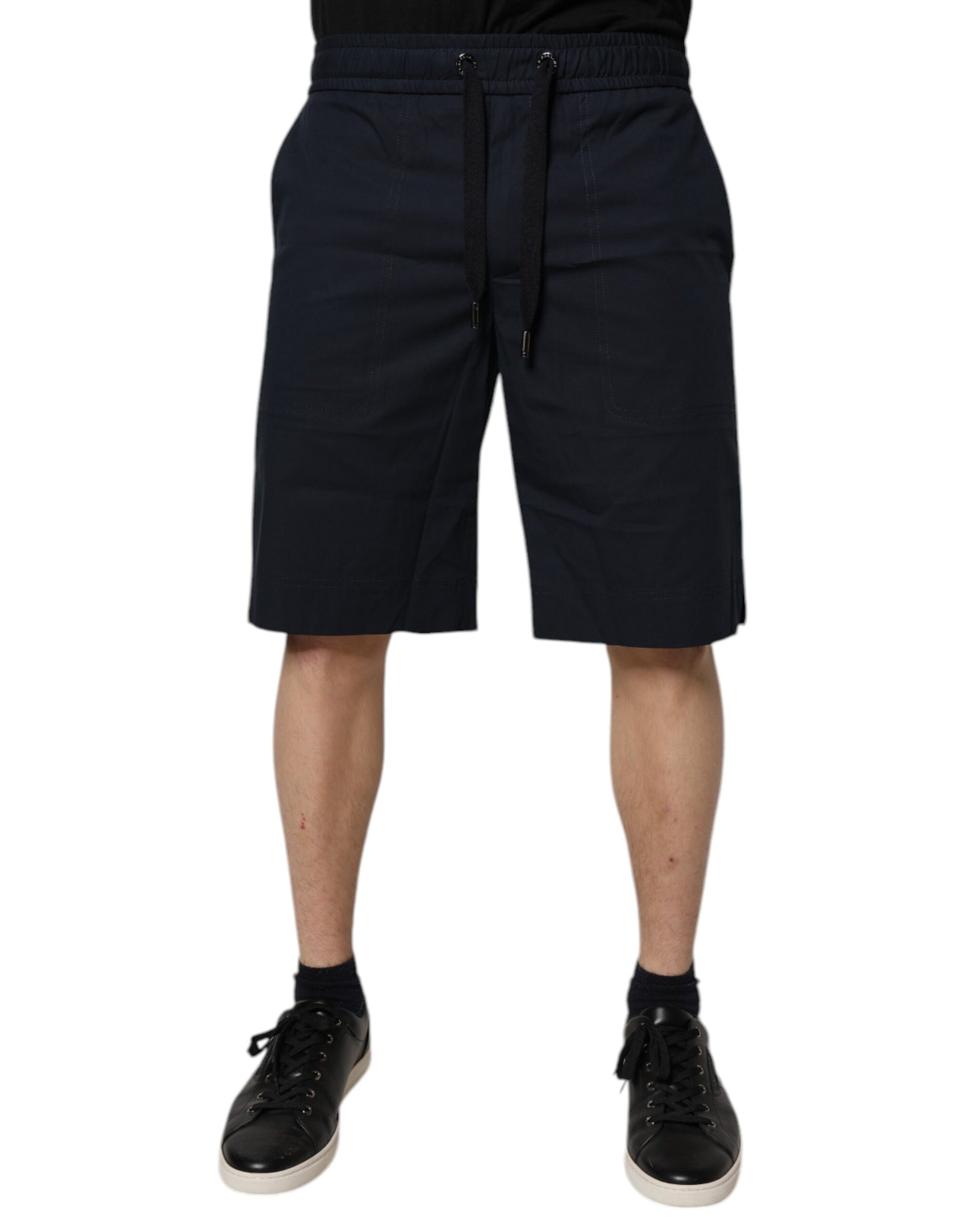 Dolce & Gabbana Dark Blue Cotton Bermuda Sweatshorts Shorts