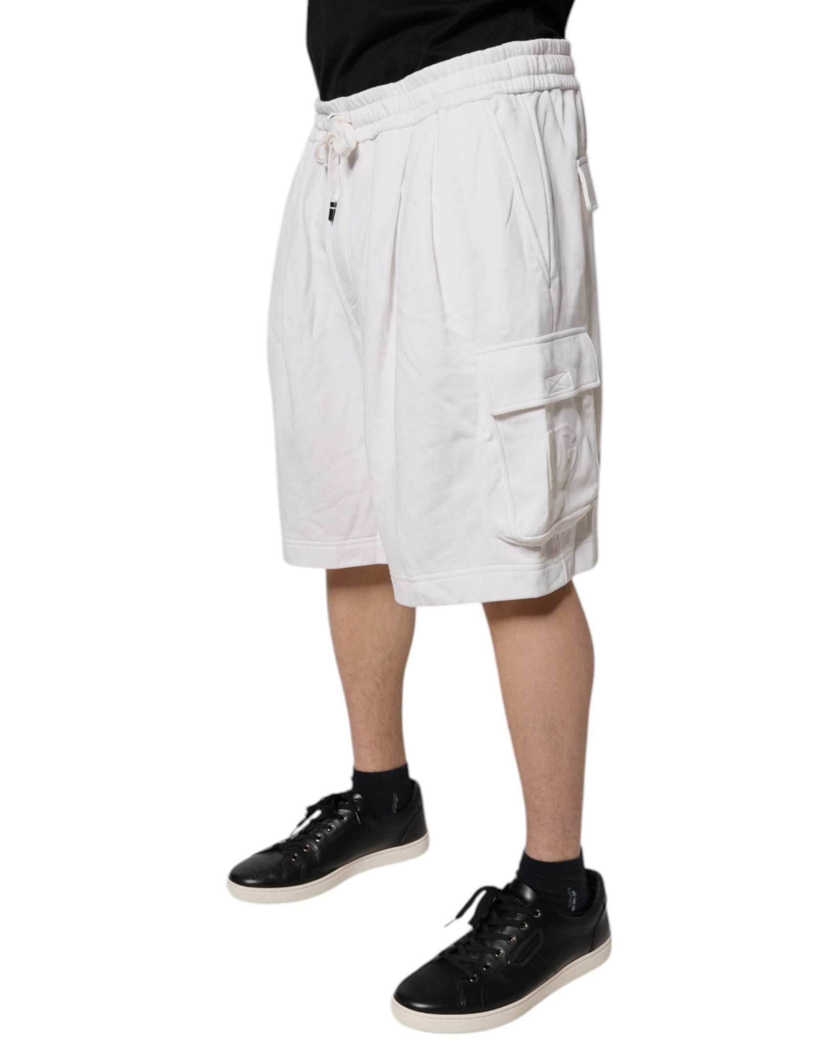 Dolce & Gabbana White Cotton Cargo Bermuda Sweatshorts Shorts