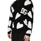 Dolce & Gabbana Black Hearts Silk Crew Neck Pullover Sweater