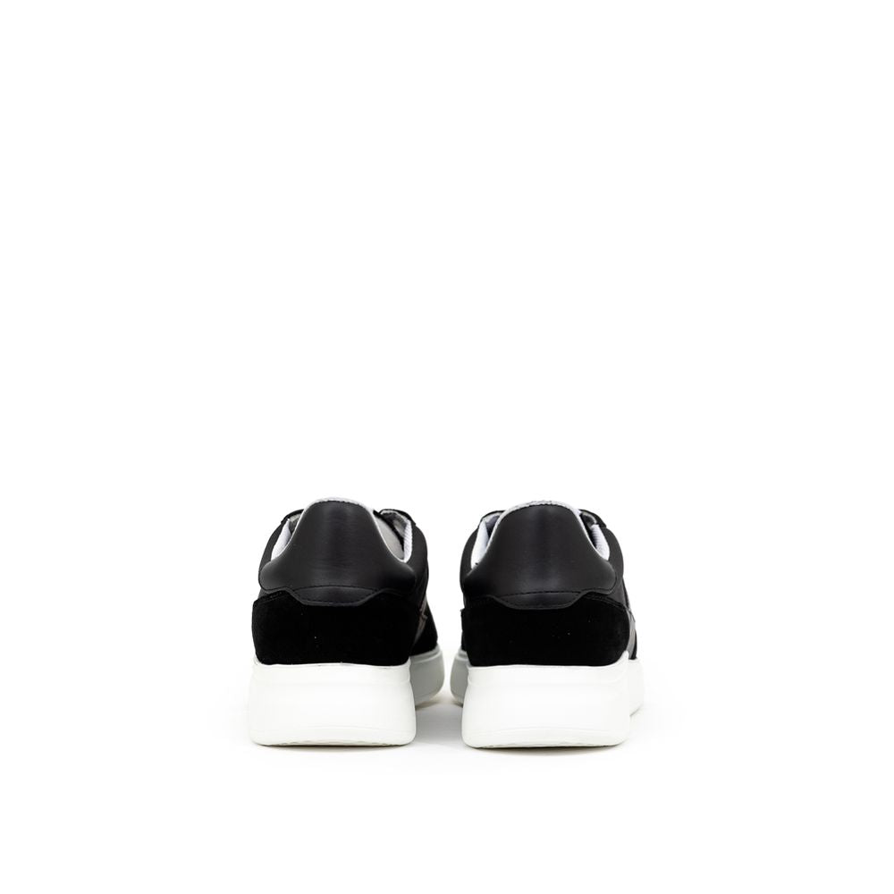Black And White Fabric And Leather Sneaker