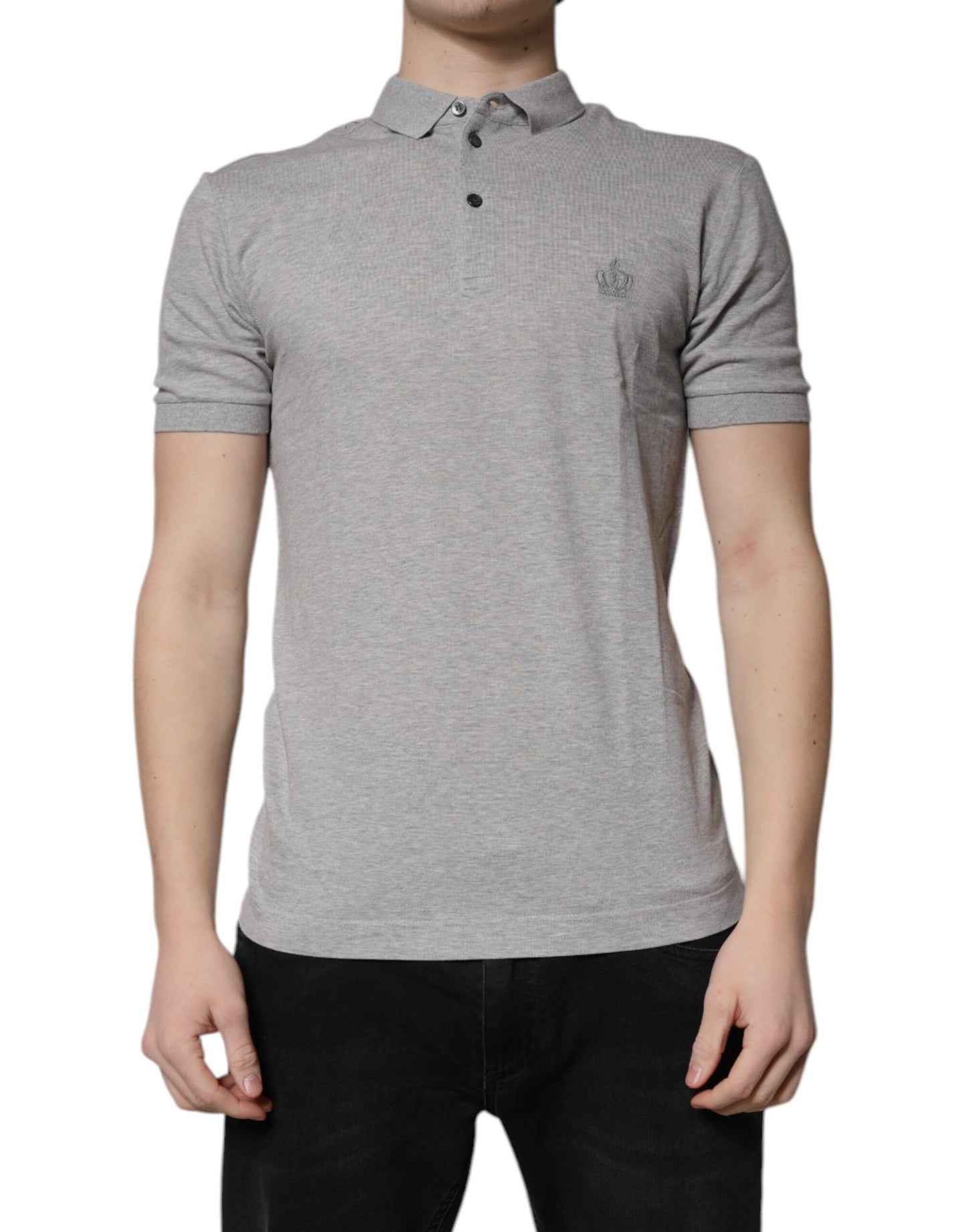 Gray Crown Cotton Men Polo Shirt T-shirt