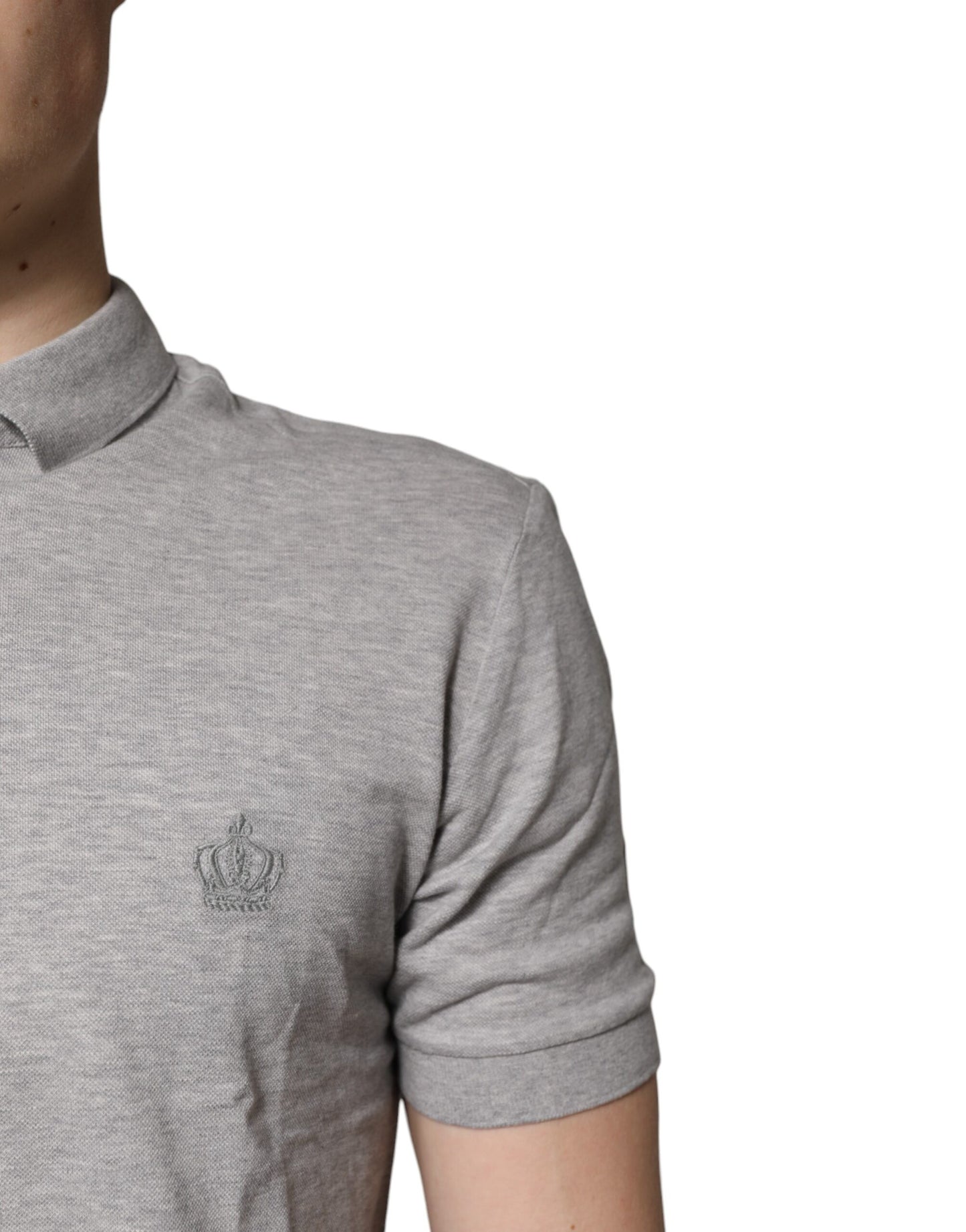 Gray Crown Cotton Men Polo Shirt T-shirt