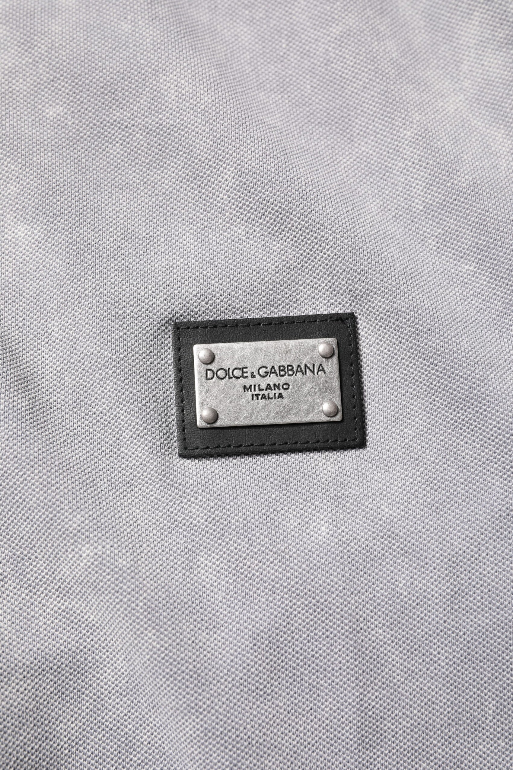 Dolce & Gabbana Gray Logo Plaque Cotton Men Polo Shirt T-shirt