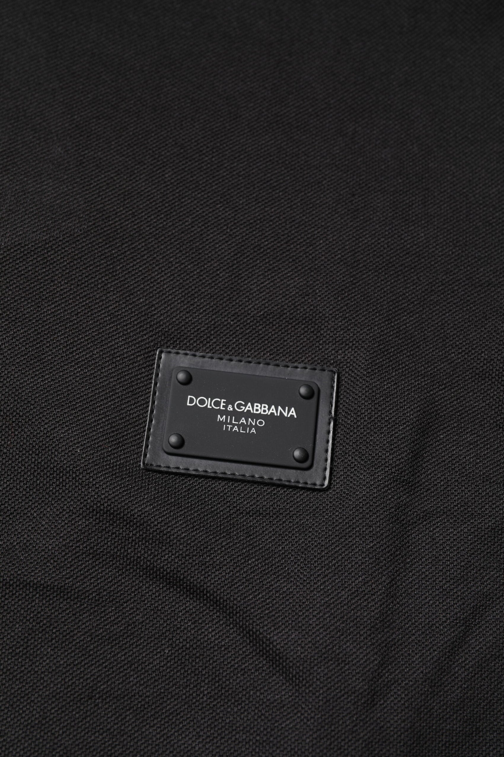 Dolce & Gabbana Dark Gray Logo Plaque Cotton Men Polo Shirt T-shirt