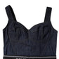 Dolce & Gabbana Blue Cotton Stretch Sleeveless Bodycon Denim Bodysuit