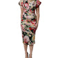 Dolce & Gabbana Multicolor Floral Short Sleeves Sheath Midi Dress