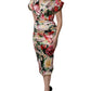 Dolce & Gabbana Multicolor Floral Short Sleeves Sheath Midi Dress