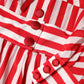 Dolce & Gabbana White Red Stripes Long Sleeves Midi Dress
