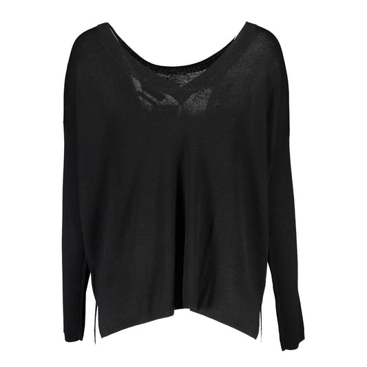 Schwarzer Wollpullover für Damen