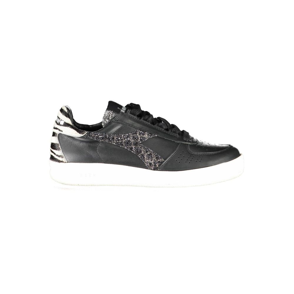 Schwarze Leder-Sneaker für Damen