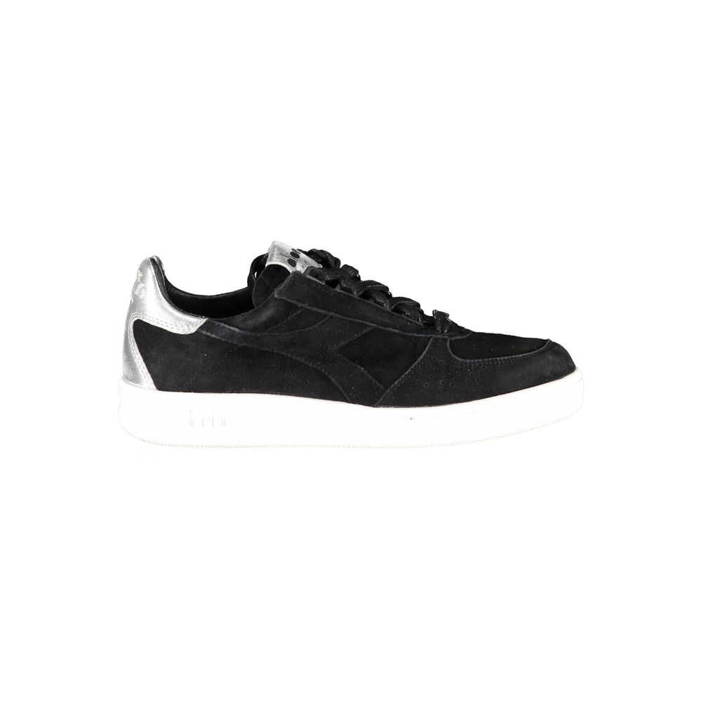 Schwarze Leder Damen Sneaker