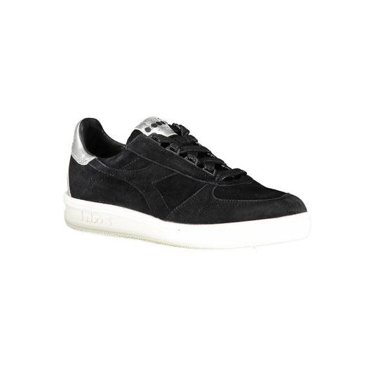 Schwarze Leder Damen Sneaker