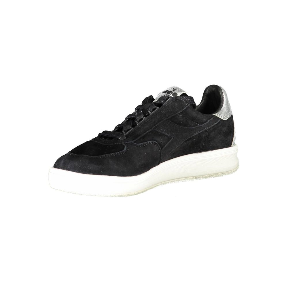 Schwarze Leder Damen Sneaker